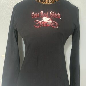 Biker Black Long Sleeve Top